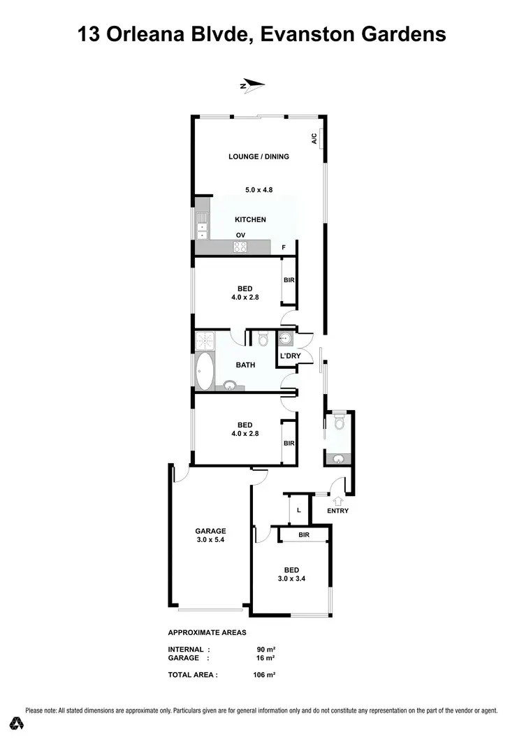 Floorplan of Homely house listing, 13 Orleana Boulevard, Evanston Gardens SA 5116