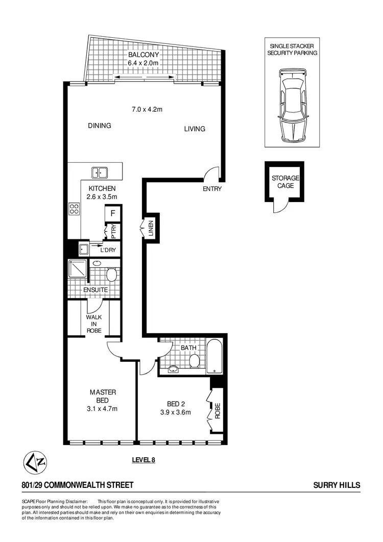 Floorplan of Homely apartment listing, 801/29 Commonwealth Street, Sydney NSW 2000