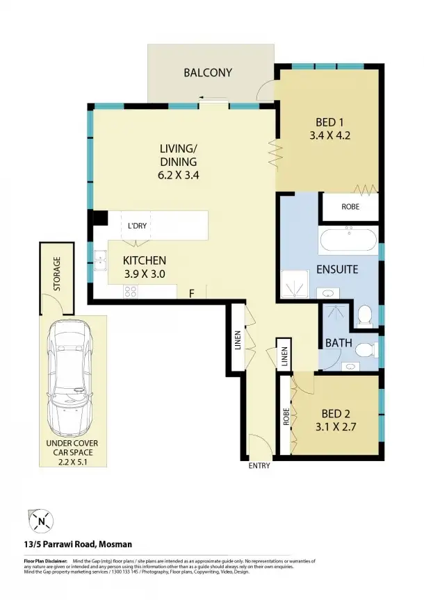 Floorplan of Homely apartment listing, 13/5 Parriwi Road, Mosman NSW 2088