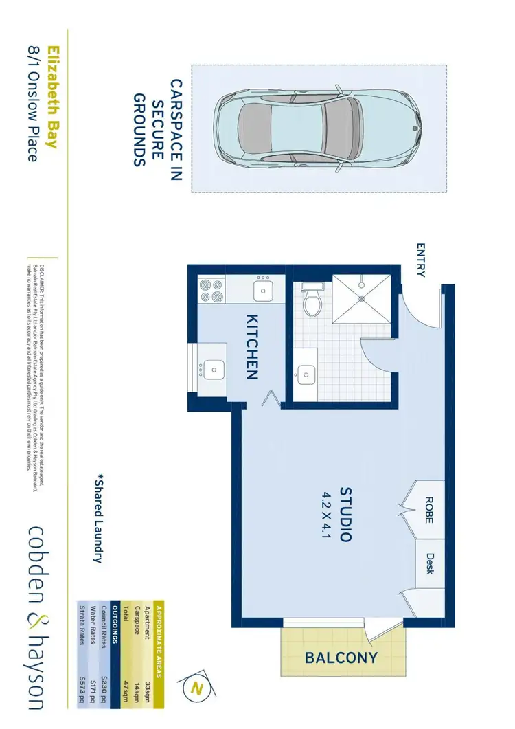 Floorplan of Homely studio listing, 8/1 Onslow Place, Elizabeth Bay NSW 2011