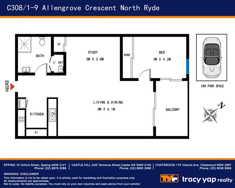 Floorplan of Homely apartment listing, C308/1-9 Allengrove Crescent, North Ryde NSW 2113
