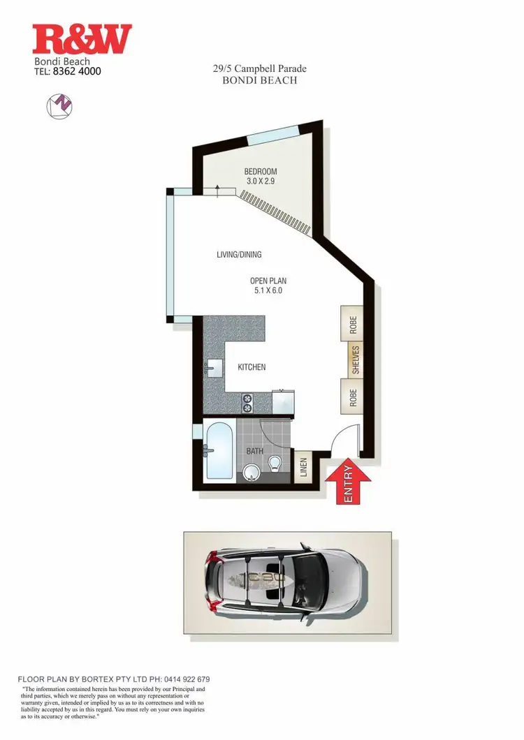 Floorplan of Homely studio listing, 29/5 Campbell Parade, Bondi Beach NSW 2026
