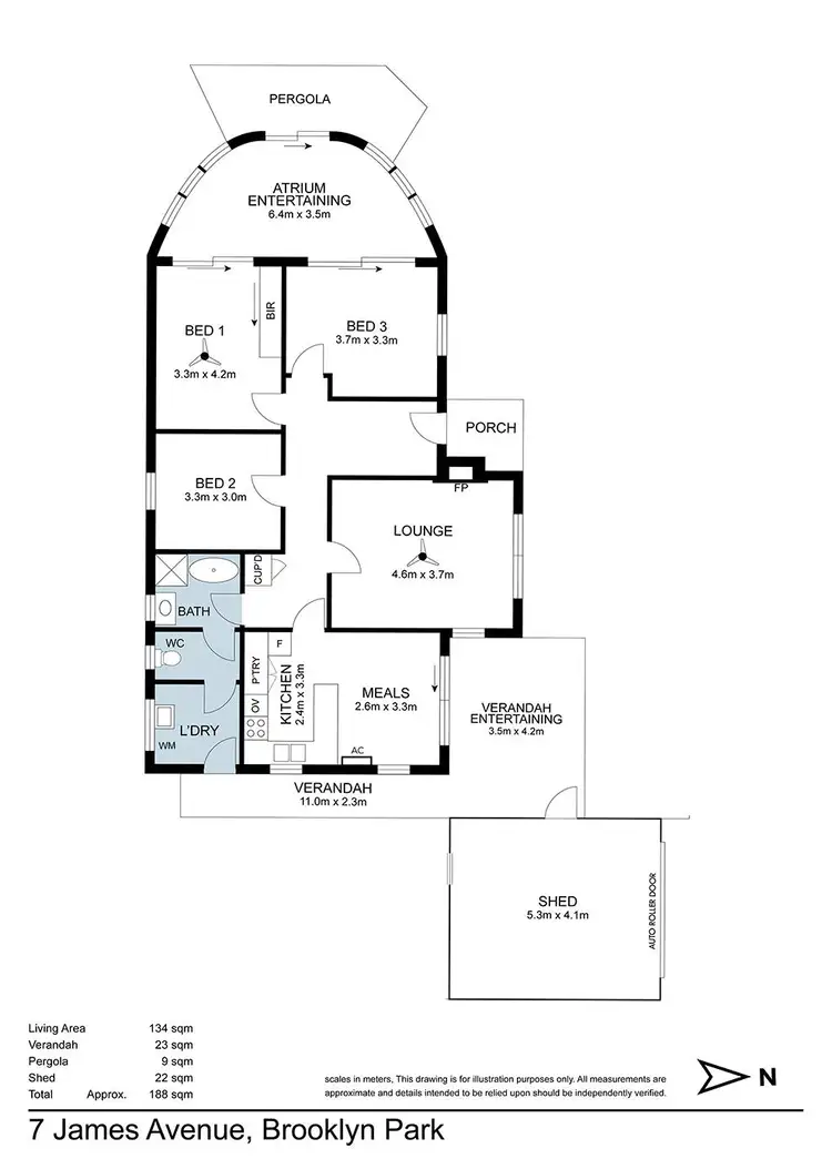 Floorplan of Homely house listing, 7 James Avenue, Brooklyn Park SA 5032