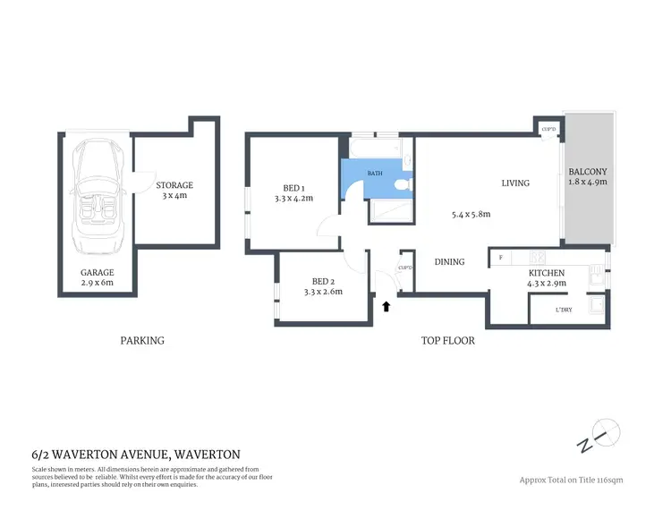 Floorplan of Homely apartment listing, 6/2 Waverton Avenue, Waverton NSW 2060