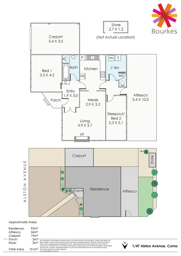 Floorplan of Homely villa listing, 1/47 Alston Avenue, Como WA 6152