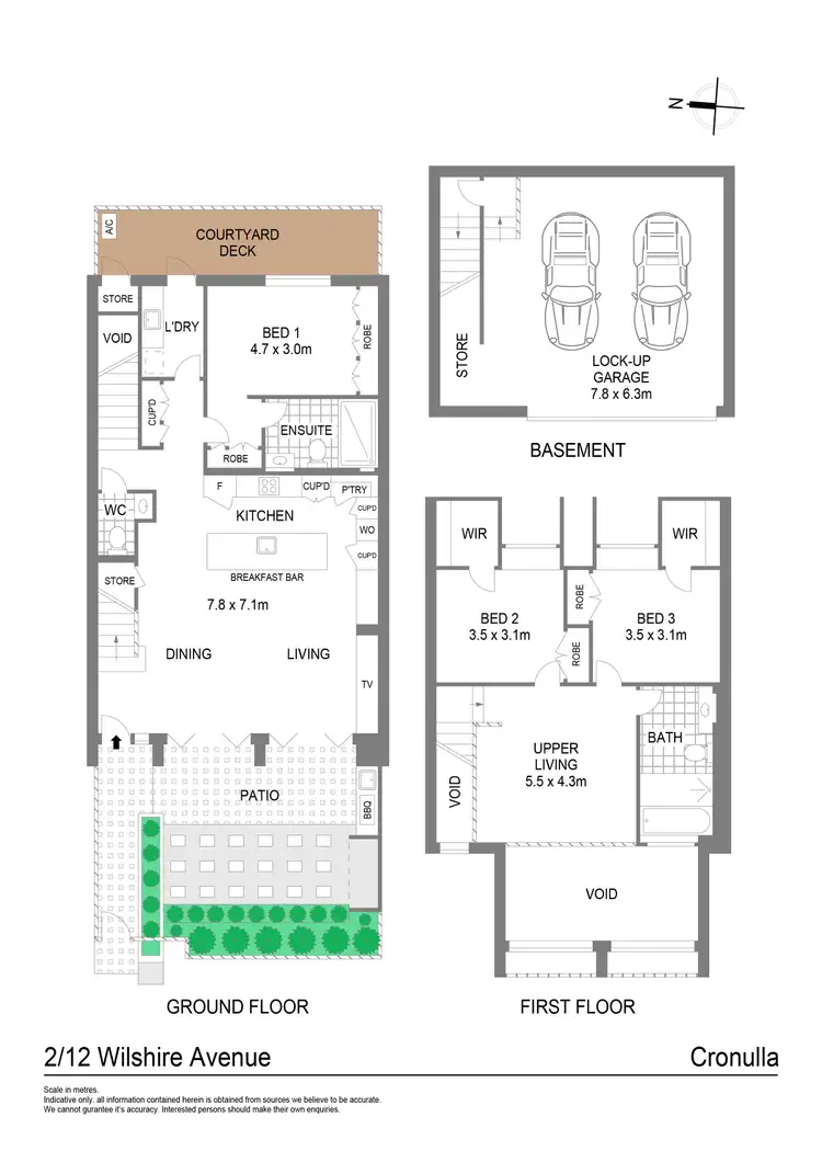 Floorplan of Homely townhouse listing, 2/12 Wilshire Avenue, Cronulla NSW 2230