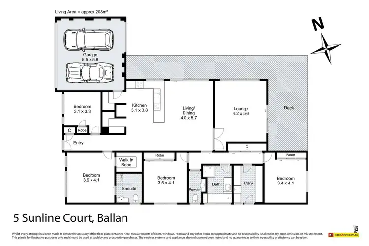 Floorplan of Homely house listing, 5 Sunline Court, Ballan VIC 3342
