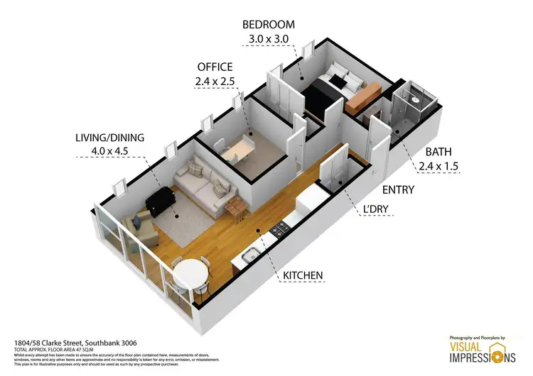 Floorplan of Homely apartment listing, 1804/58 Clarke Street, Southbank VIC 3006
