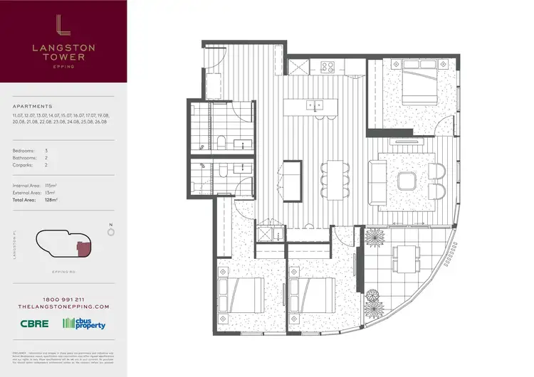 Floorplan of Homely apartment listing, 1107/22 Langston Place, Epping NSW 2121
