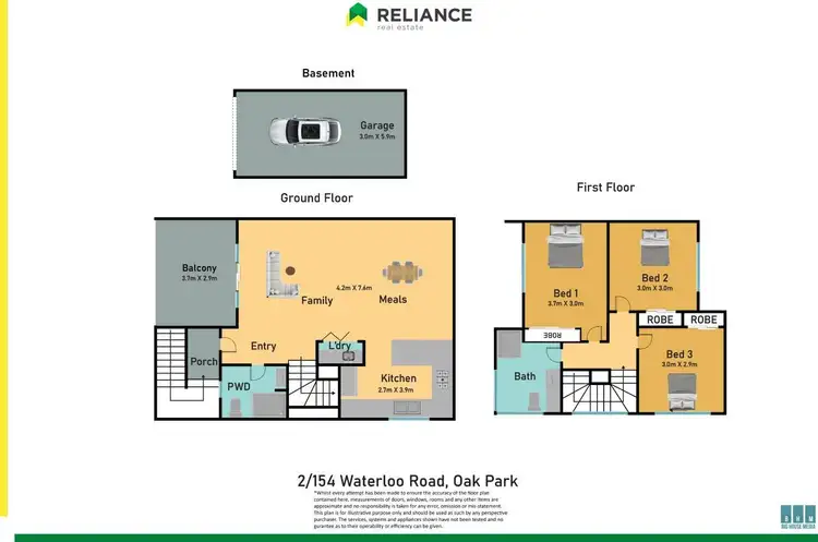 Floorplan of Homely townhouse listing, 2/154 Waterloo Road, Oak Park VIC 3046