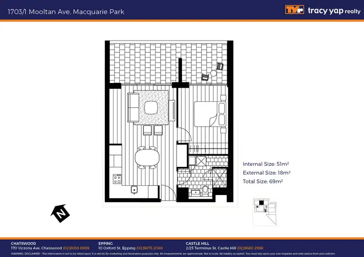 Floorplan of Homely unit listing, 1703/1 Mooltan Avenue, Macquarie Park NSW 2113