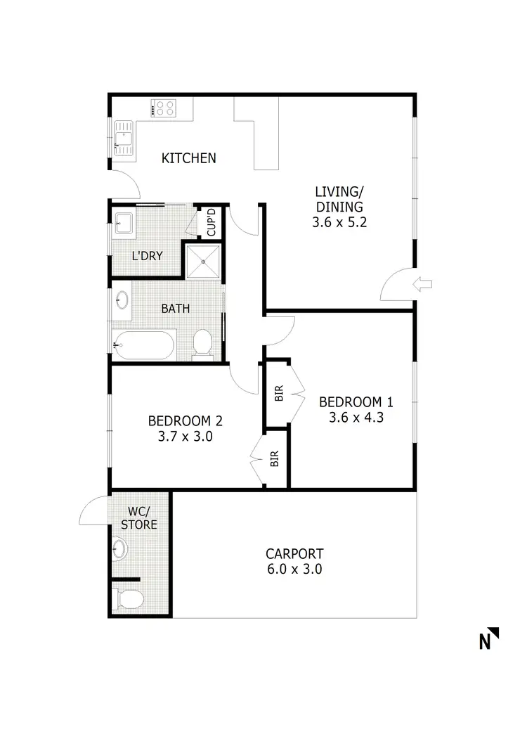 Floorplan of Homely unit listing, 2/3 Bailes Street, Bendigo VIC 3550