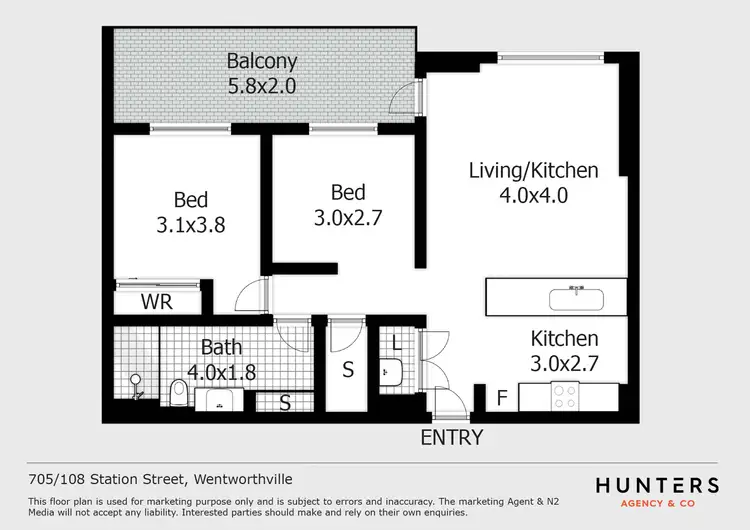 Floorplan of Homely unit listing, 705/108 Station Street, Wentworthville NSW 2145