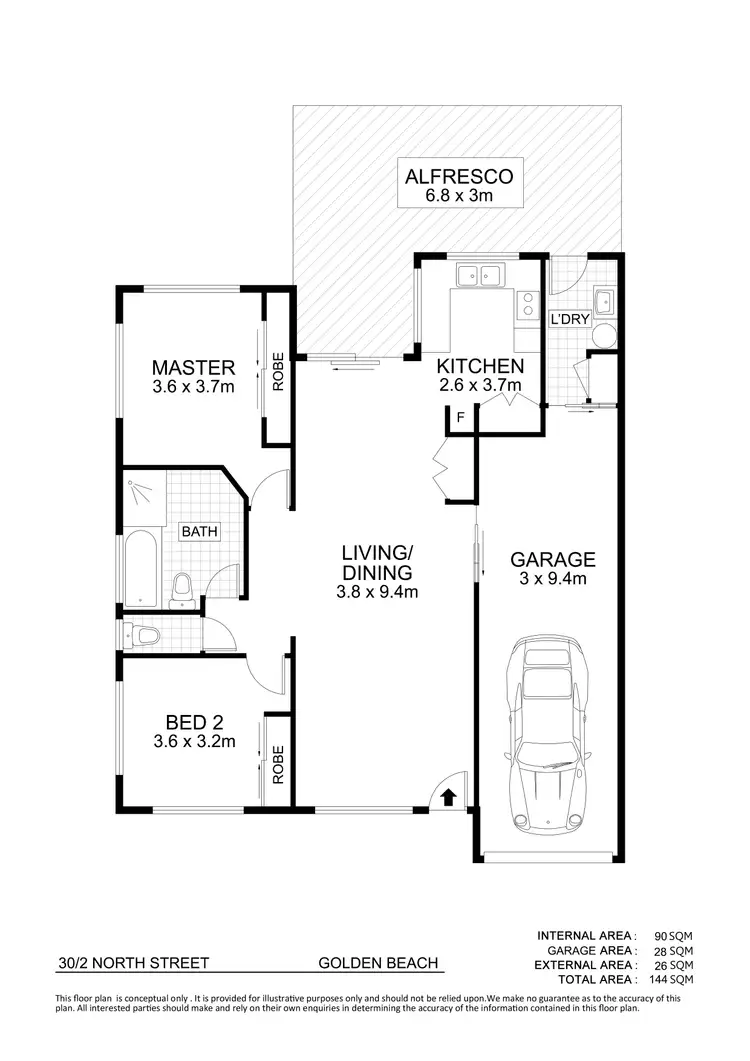 Floorplan of Homely semi-detached listing, 30/2 North Street, Golden Beach QLD 4551
