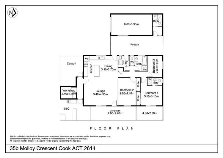 Floorplan of Homely semi-detached listing, 35B Molloy Crescent, Cook ACT 2614