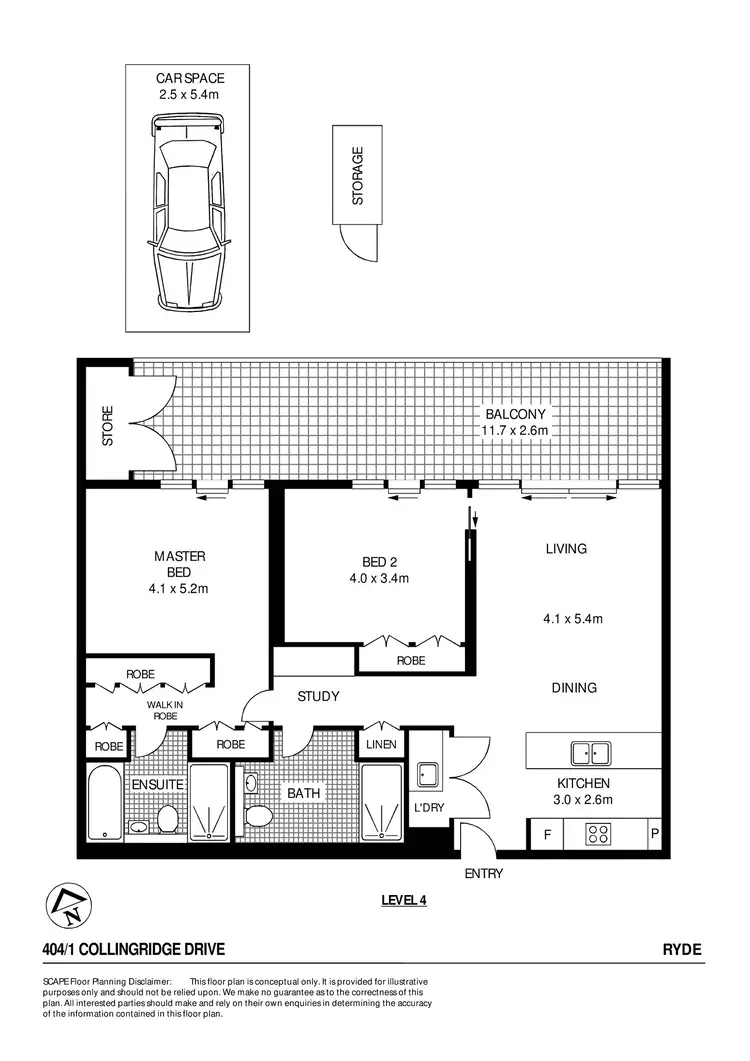 Floorplan of Homely apartment listing, 404/1 Collingridge Drive, Ryde NSW 2112