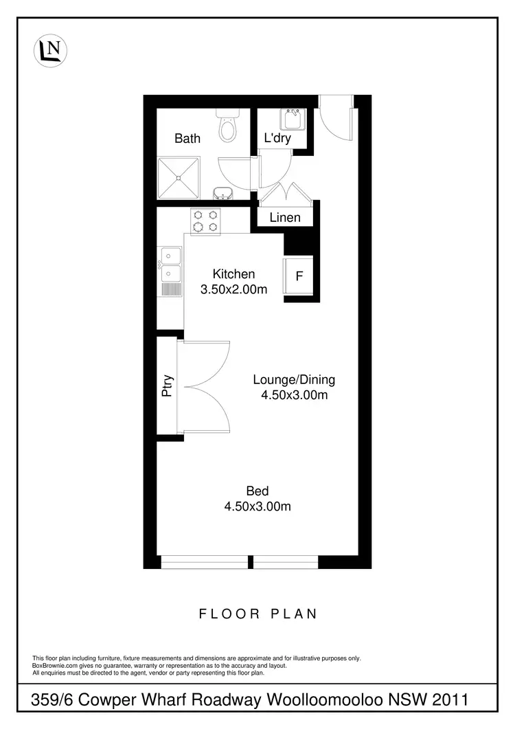 Floorplan of Homely studio listing, 359/6 Cowper Wharf Roadway, Woolloomooloo NSW 2011