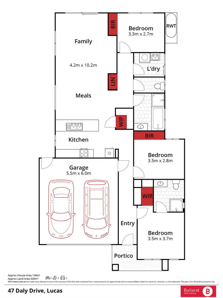 Floorplan of Homely house listing, 47 Daly Drive, Lucas VIC 3350