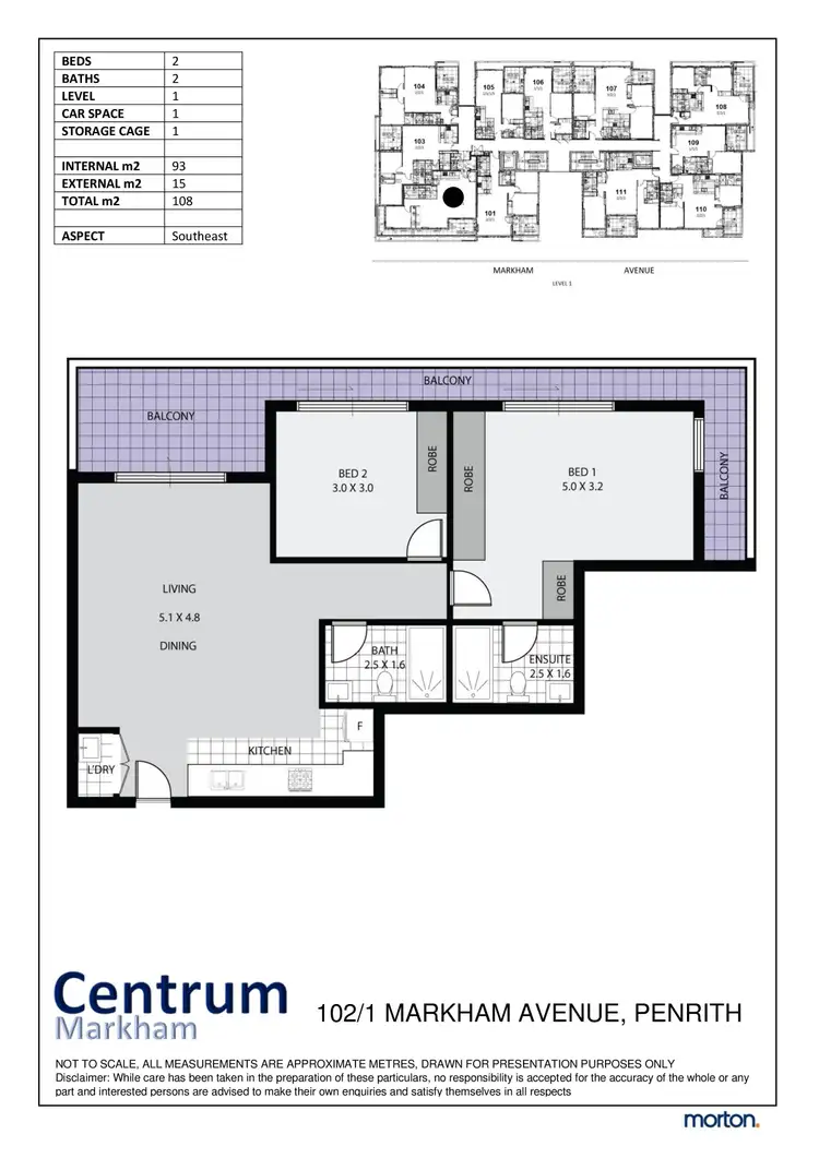 Floorplan of Homely apartment listing, 102/1 Markham Avenue, Penrith NSW 2750