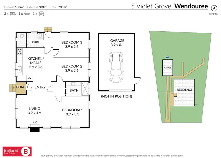Floorplan of Homely house listing, 5 Violet Grove, Wendouree VIC 3355