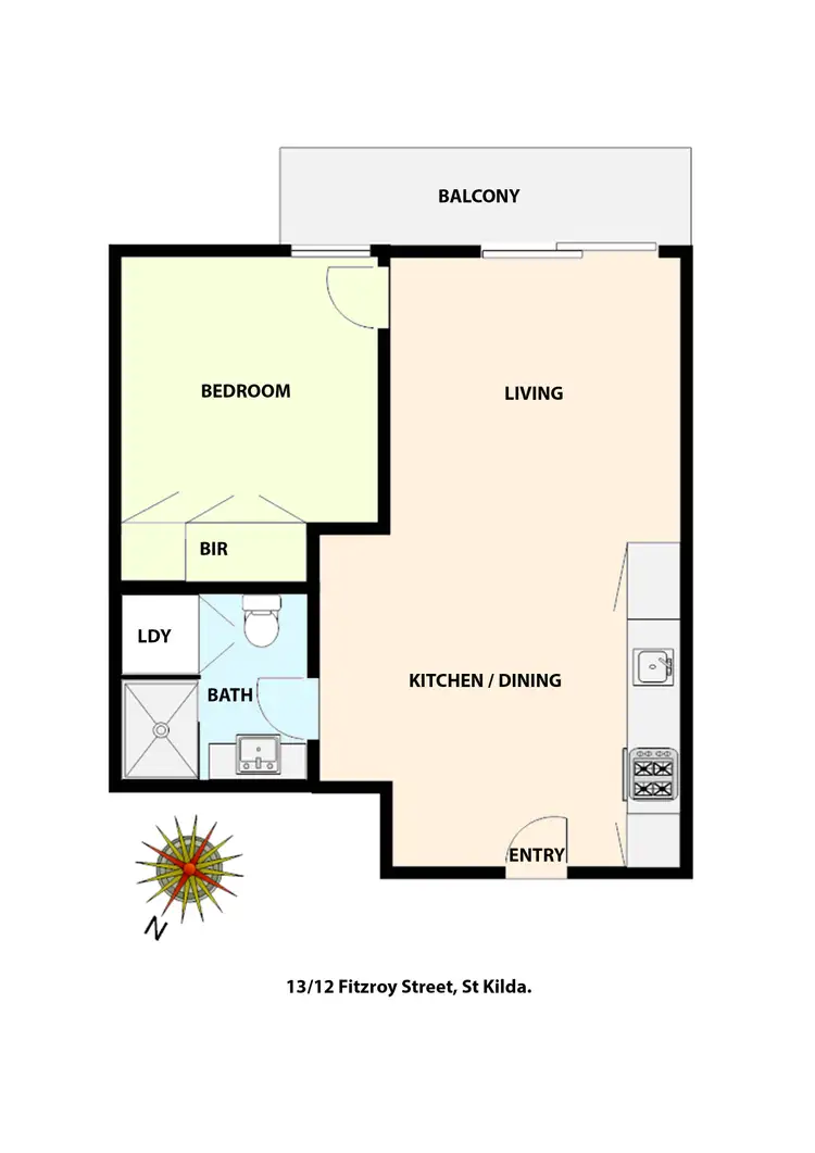 Floorplan of Homely apartment listing, 13/12 Fitzroy Street, St Kilda VIC 3182