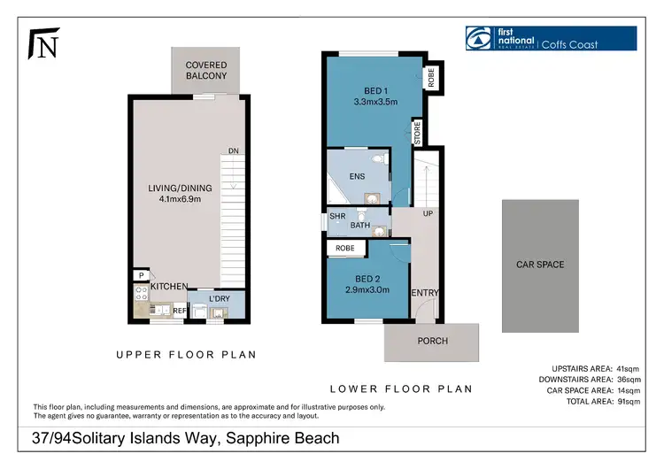 Floorplan of Homely townhouse listing, 37/94 Aqualuna, Solitary Islands Way, Sapphire Beach NSW 2450