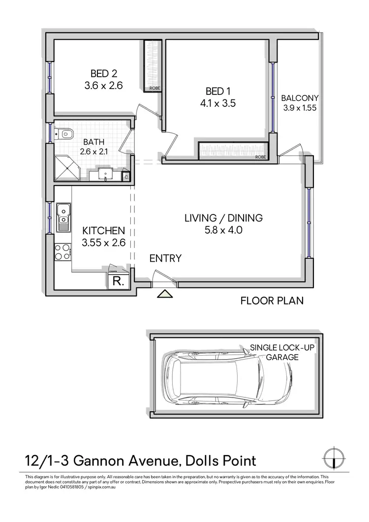 Floorplan of Homely apartment listing, 12/1 Gannon Avenue, Dolls Point NSW 2219