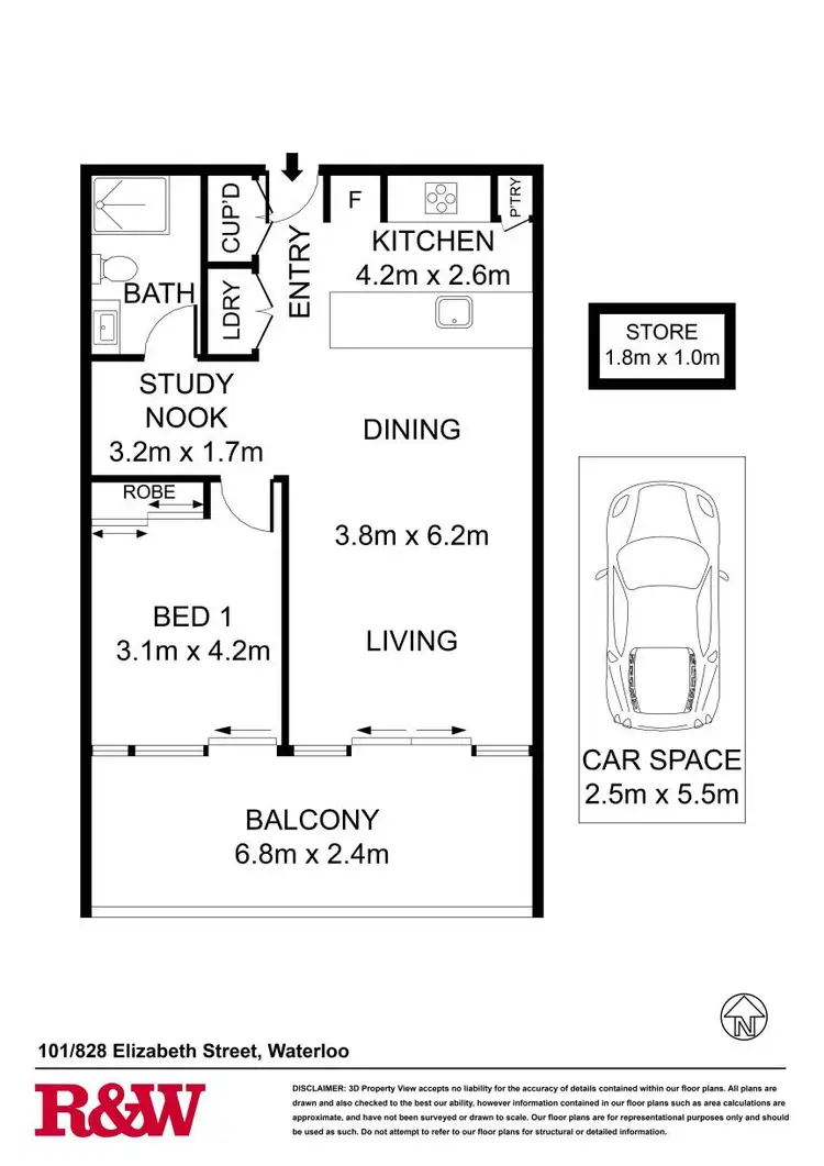 Floorplan of Homely apartment listing, 101/828 Elizabeth Street, Waterloo NSW 2017