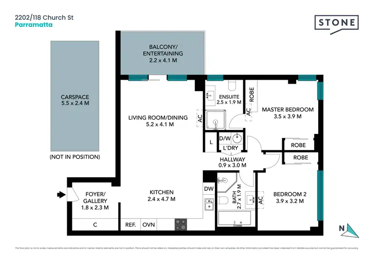 Floorplan of Homely apartment listing, 2202/118 Church Street, Parramatta NSW 2150