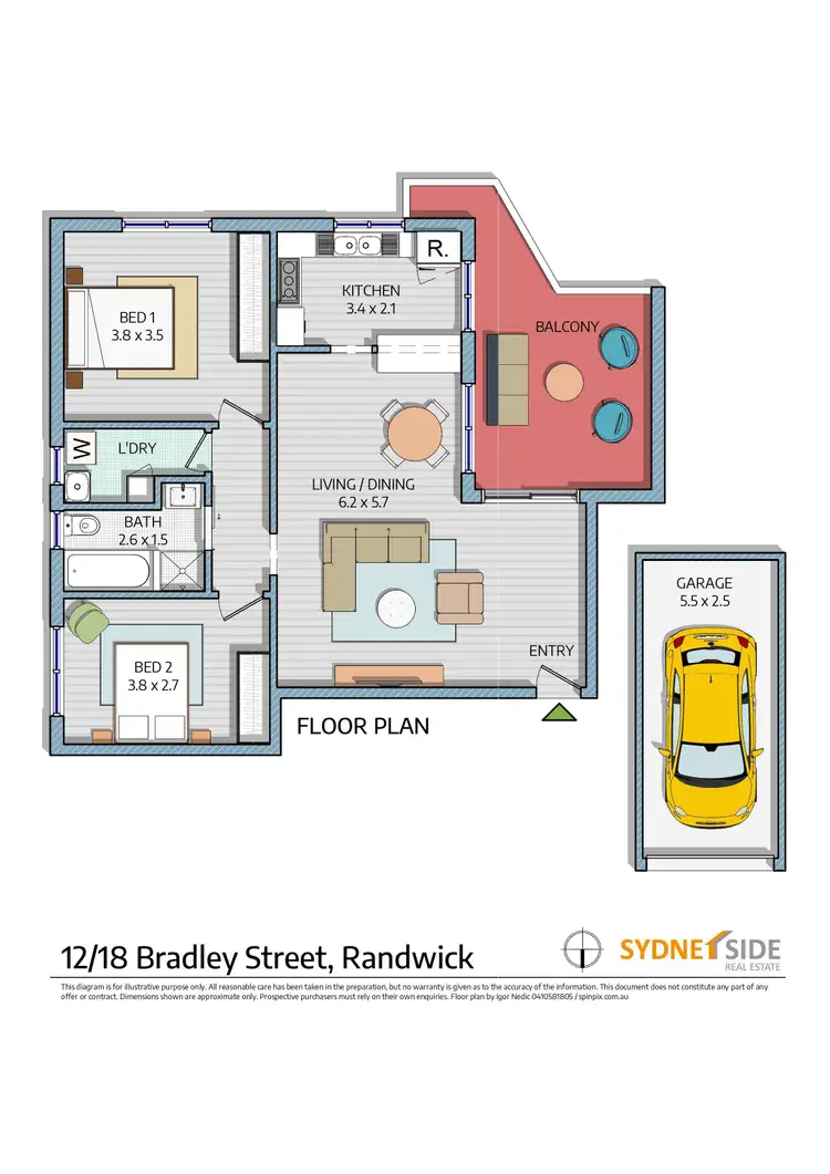 Floorplan of Homely apartment listing, 12/18 Bradley Street, Randwick NSW 2031