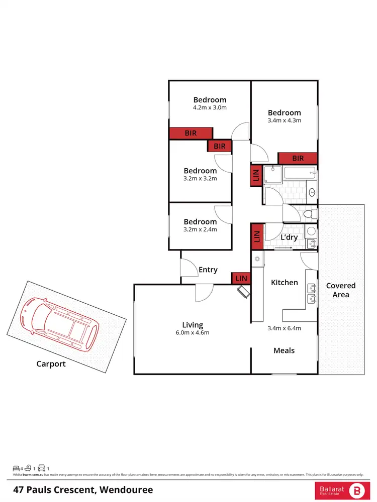 Floorplan of Homely house listing, 47 Pauls Crescent, Wendouree VIC 3355