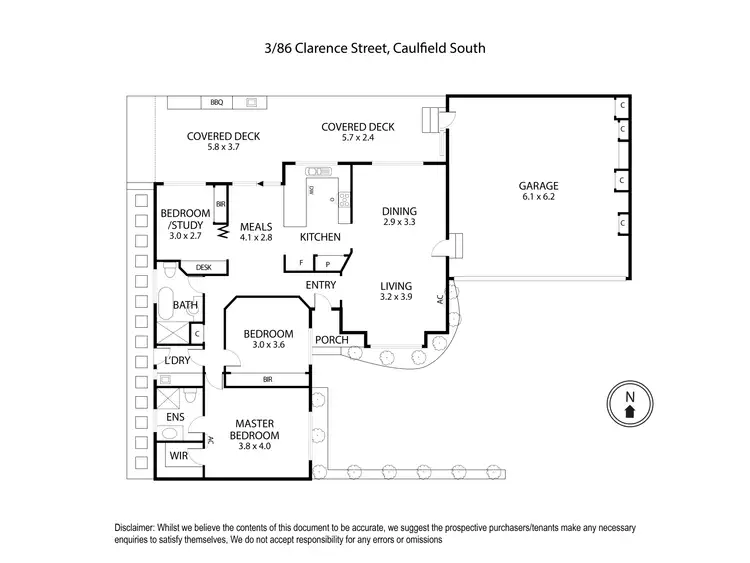 Floorplan of Homely unit listing, 3/86 Clarence Street, Caulfield South VIC 3162