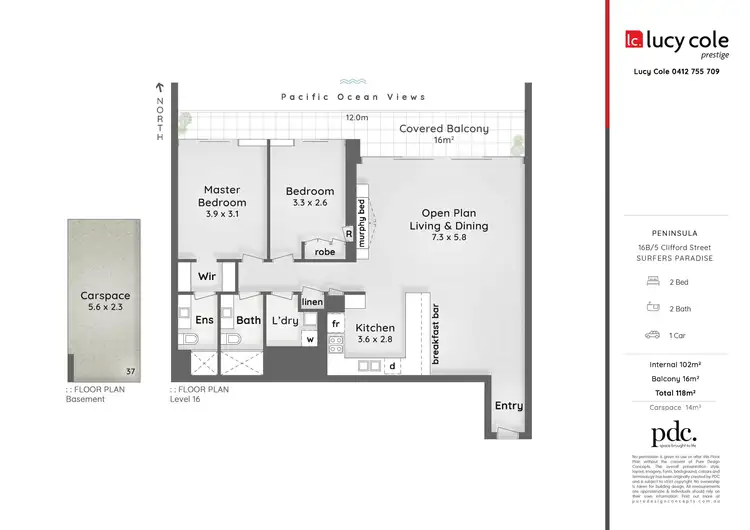 Floorplan of Homely apartment listing, 16B/5 Clifford Street, Surfers Paradise QLD 4217