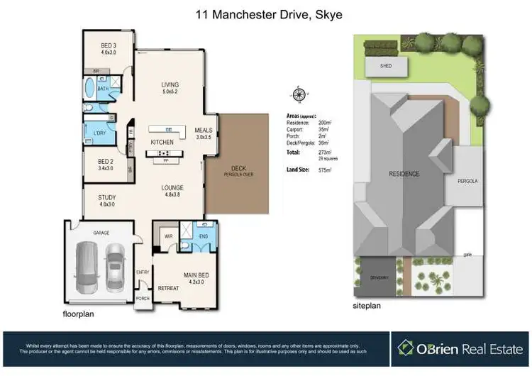Floorplan of Homely house listing, 11 Manchester Drive, Skye VIC 3977