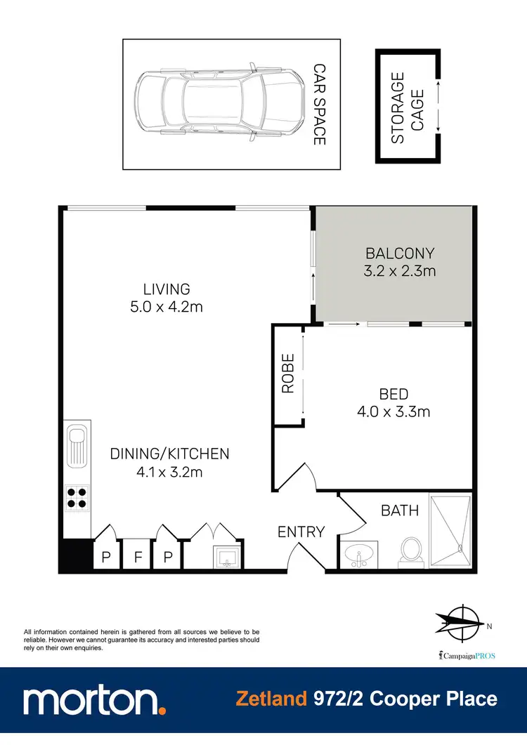 Floorplan of Homely apartment listing, 972/2 Cooper Place, Zetland NSW 2017
