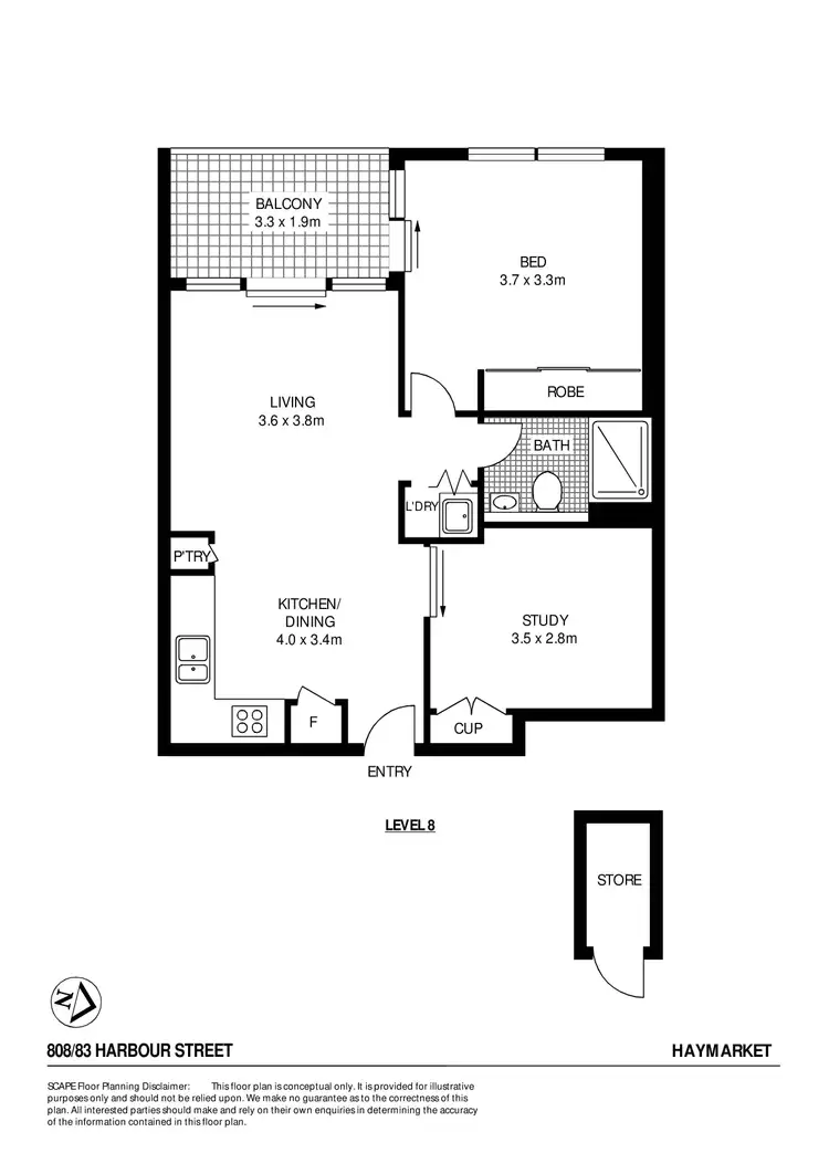 Floorplan of Homely apartment listing, 808/83 Harbour Street, Haymarket NSW 2000