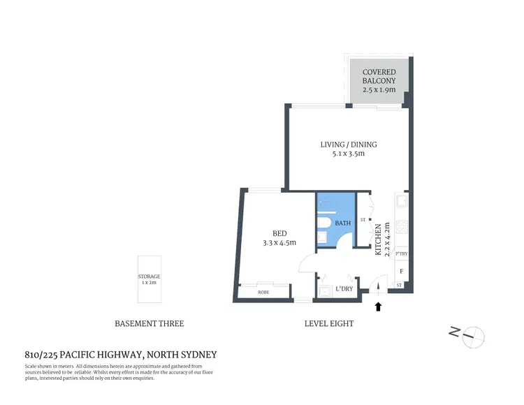 Floorplan of Homely apartment listing, 810/225 Pacific Highway, North Sydney NSW 2060