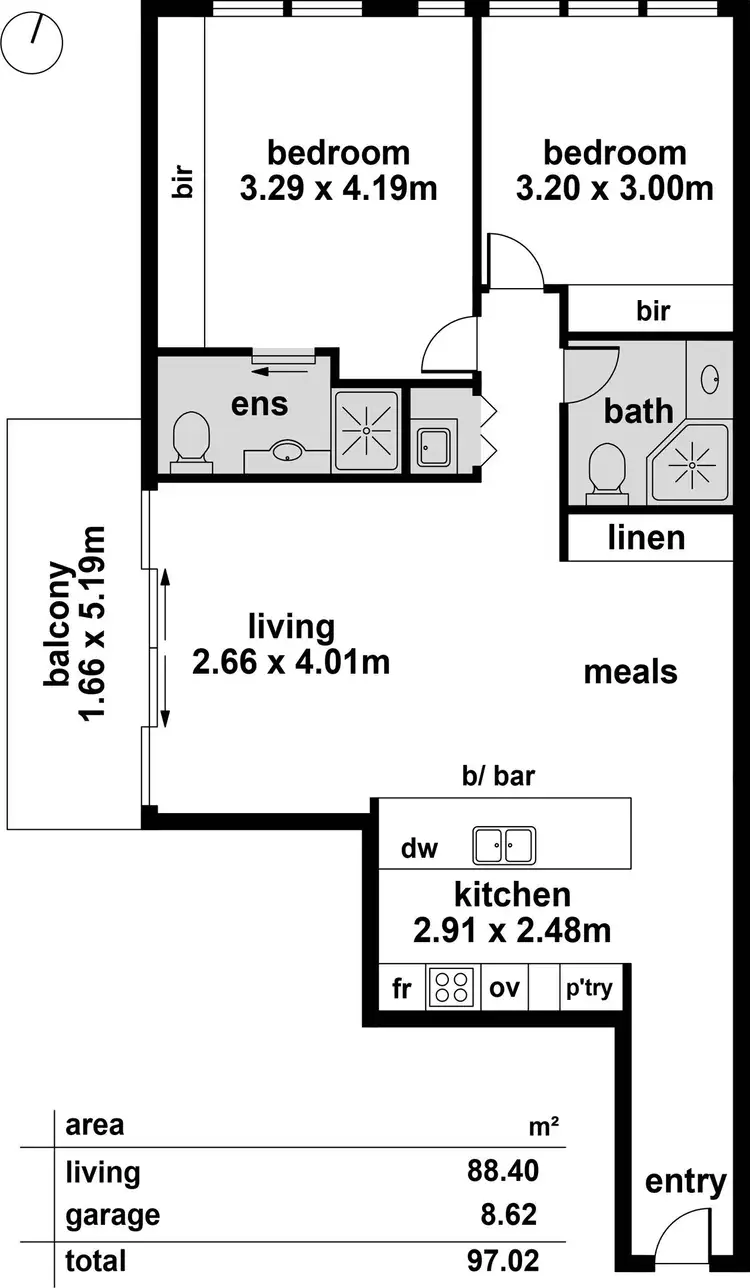 Floorplan of Homely apartment listing, 407/1 King William Street, Kent Town SA 5067