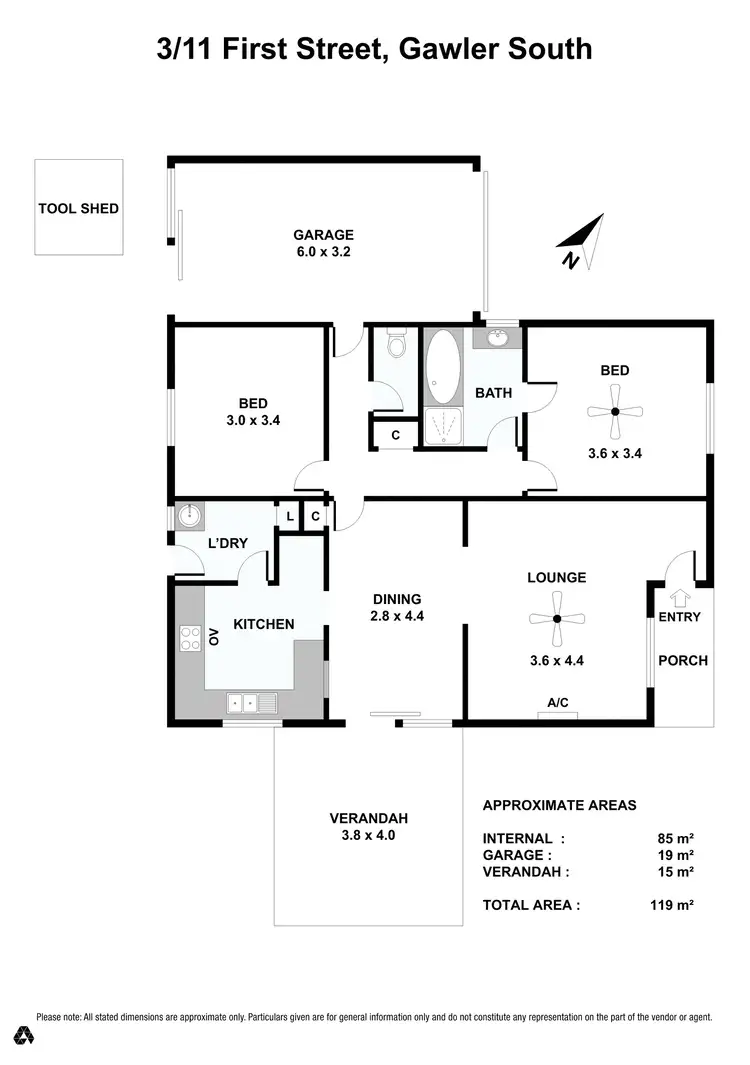 Floorplan of Homely unit listing, 3/11 First Street, Gawler South SA 5118