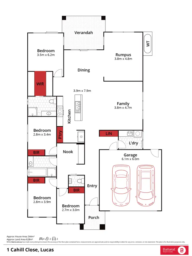 Floorplan of Homely house listing, 1 Cahill Close, Lucas VIC 3350
