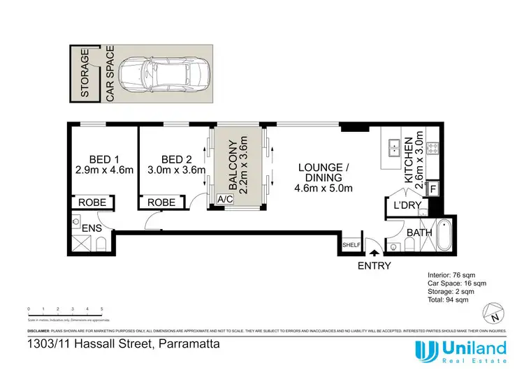 Floorplan of Homely apartment listing, 1303/11 Hassall Street, Parramatta NSW 2150