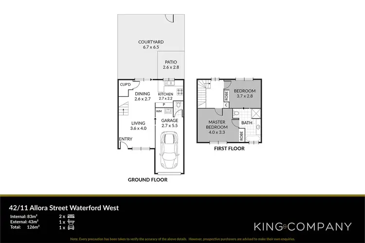 Floorplan of Homely townhouse listing, 42/11 Allora Street, Waterford West QLD 4133