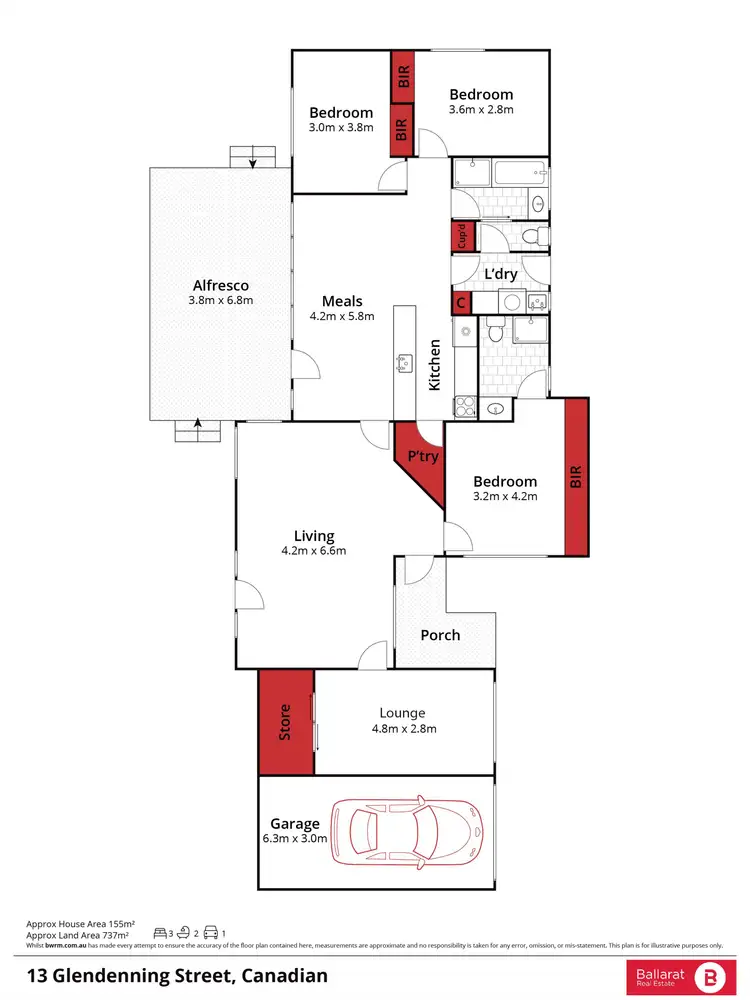 Floorplan of Homely house listing, 13 Glendenning Street, Canadian VIC 3350