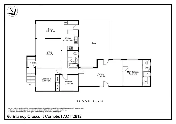 Floorplan of Homely semi-detached listing, 60 Blamey Crescent, Campbell ACT 2612