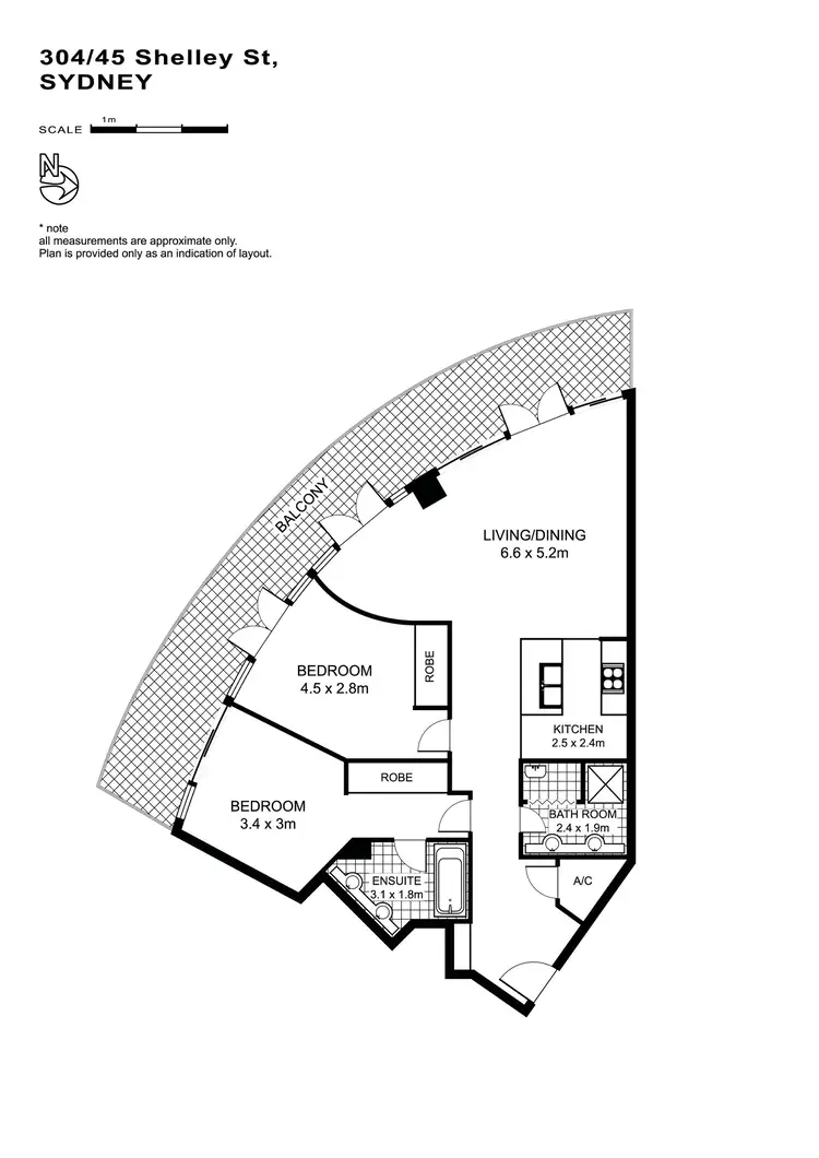 Floorplan of Homely apartment listing, 304/45 Shelley Street, Sydney NSW 2000