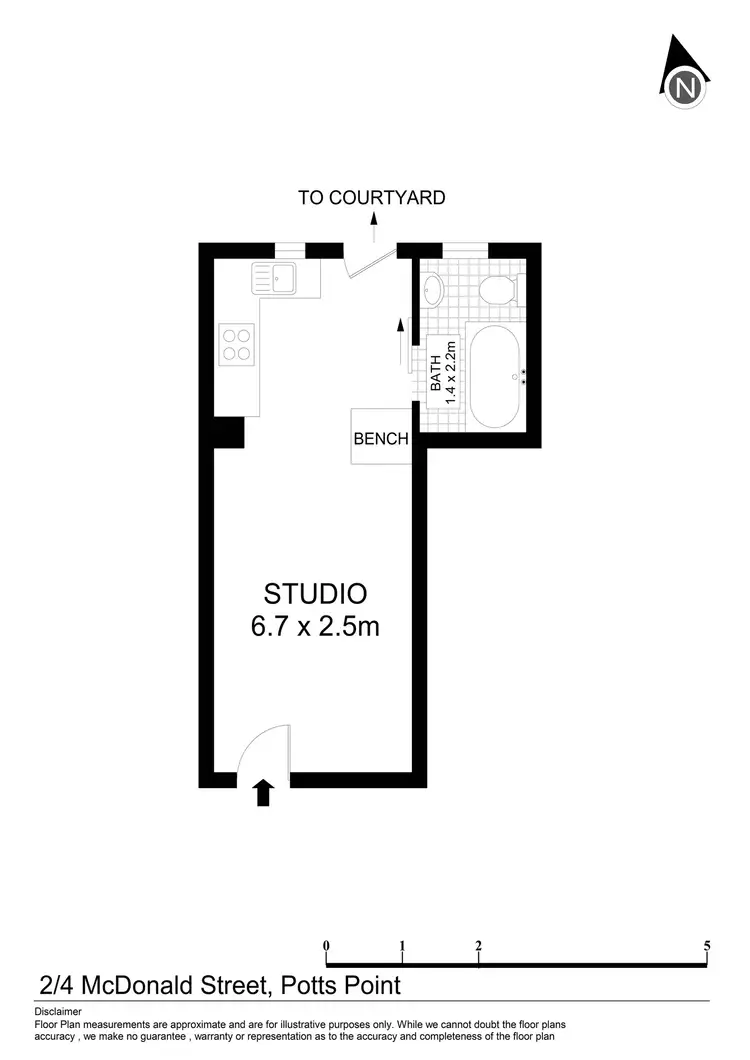 Floorplan of Homely studio listing, 2/4 McDonald Street, Potts Point NSW 2011