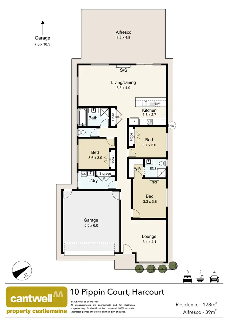 Floorplan of Homely house listing, 10 Pippin Court, Harcourt VIC 3453