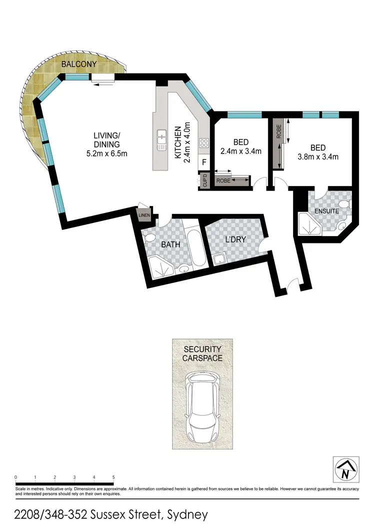 Floorplan of Homely apartment listing, Level 22/348-352 Sussex Street, Sydney NSW 2000