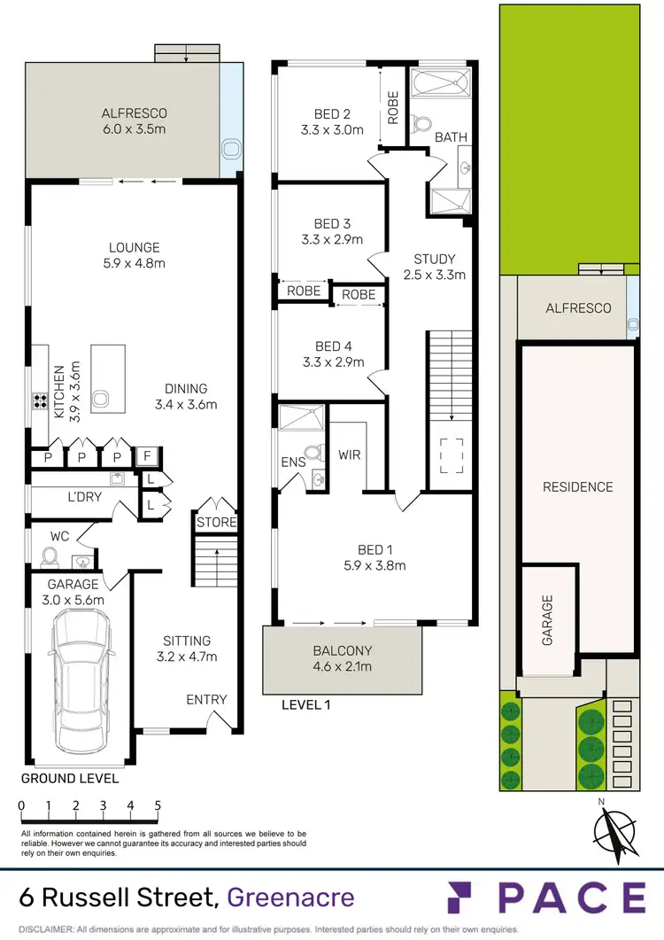 Floorplan of Homely semi-detached listing, 6 Russell Street, Greenacre NSW 2190