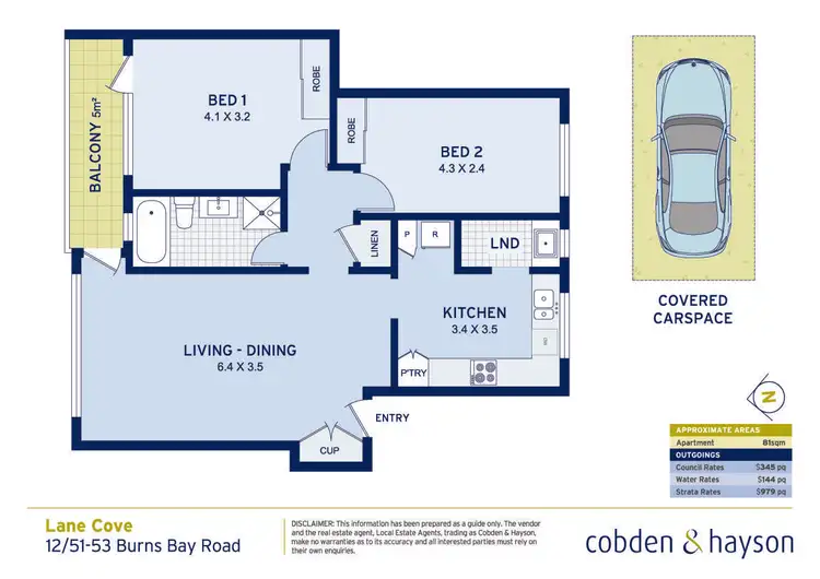 Floorplan of Homely apartment listing, 12/51-53 Burns Bay Road, Lane Cove NSW 2066